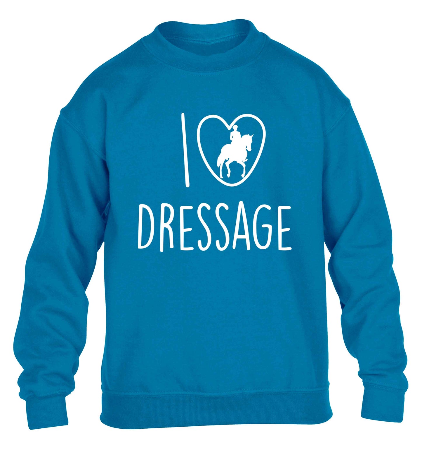 I love dressage children's blue sweater 12-13 Years