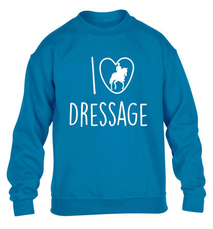 I love dressage children's blue sweater 12-13 Years