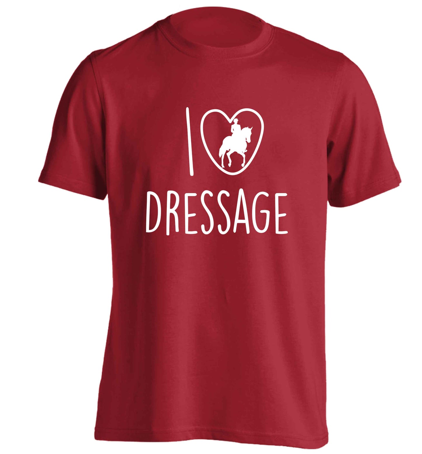 I love dressage adults unisex red Tshirt 2XL