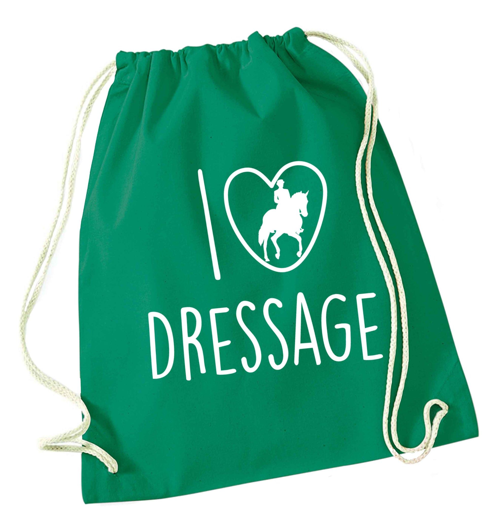 I love dressage green drawstring bag