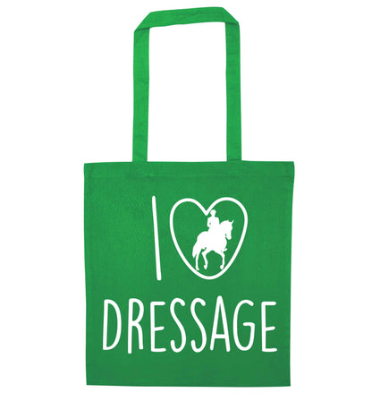 I love dressage green tote bag