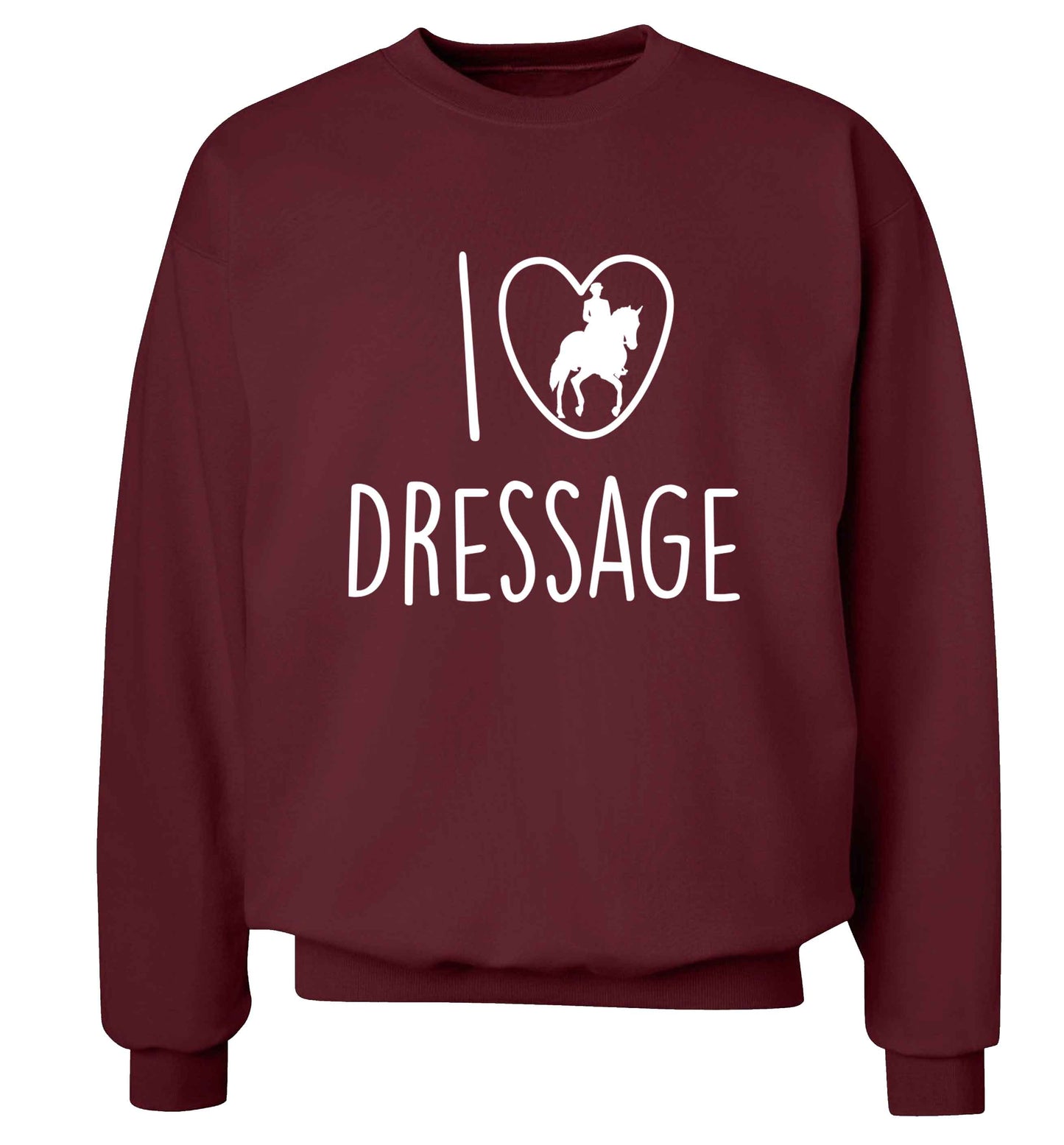 I love dressage adult's unisex maroon sweater 2XL