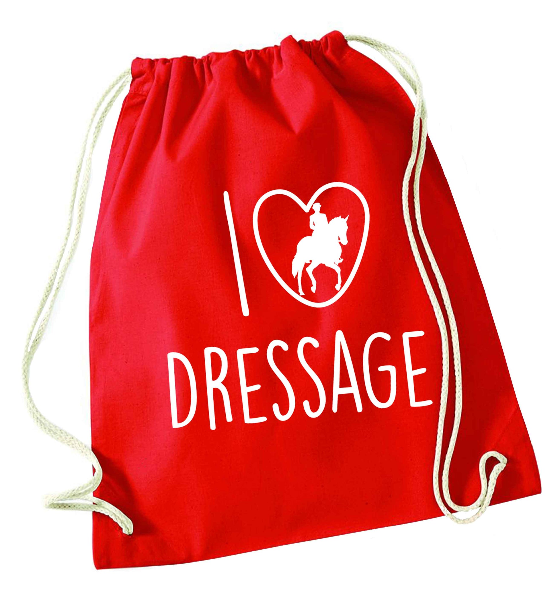 I love dressage red drawstring bag 