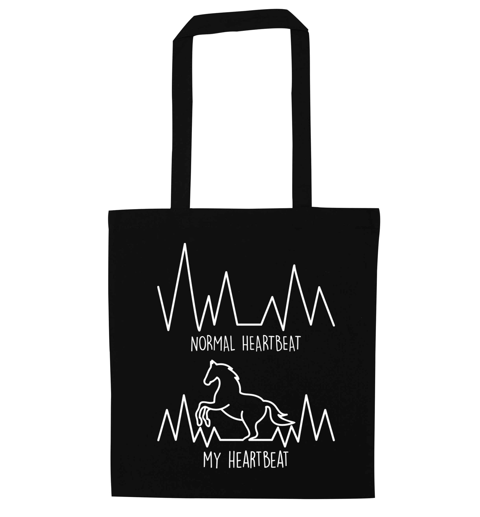 Horse - Normal heartbeat my heartbeat black tote bag
