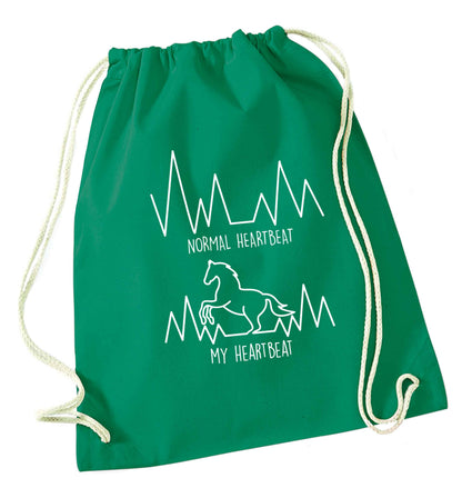 Horse - Normal heartbeat my heartbeat green drawstring bag
