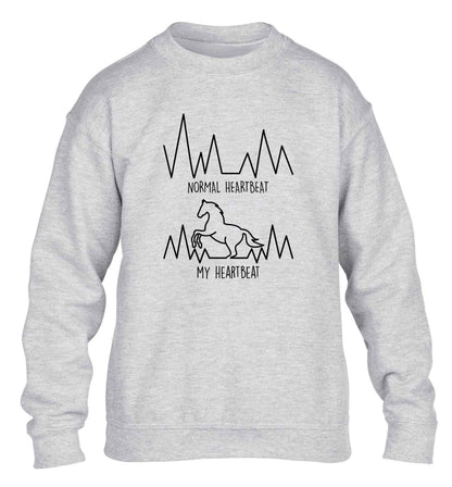 Horse - Normal heartbeat my heartbeat children's grey sweater 12-13 Years