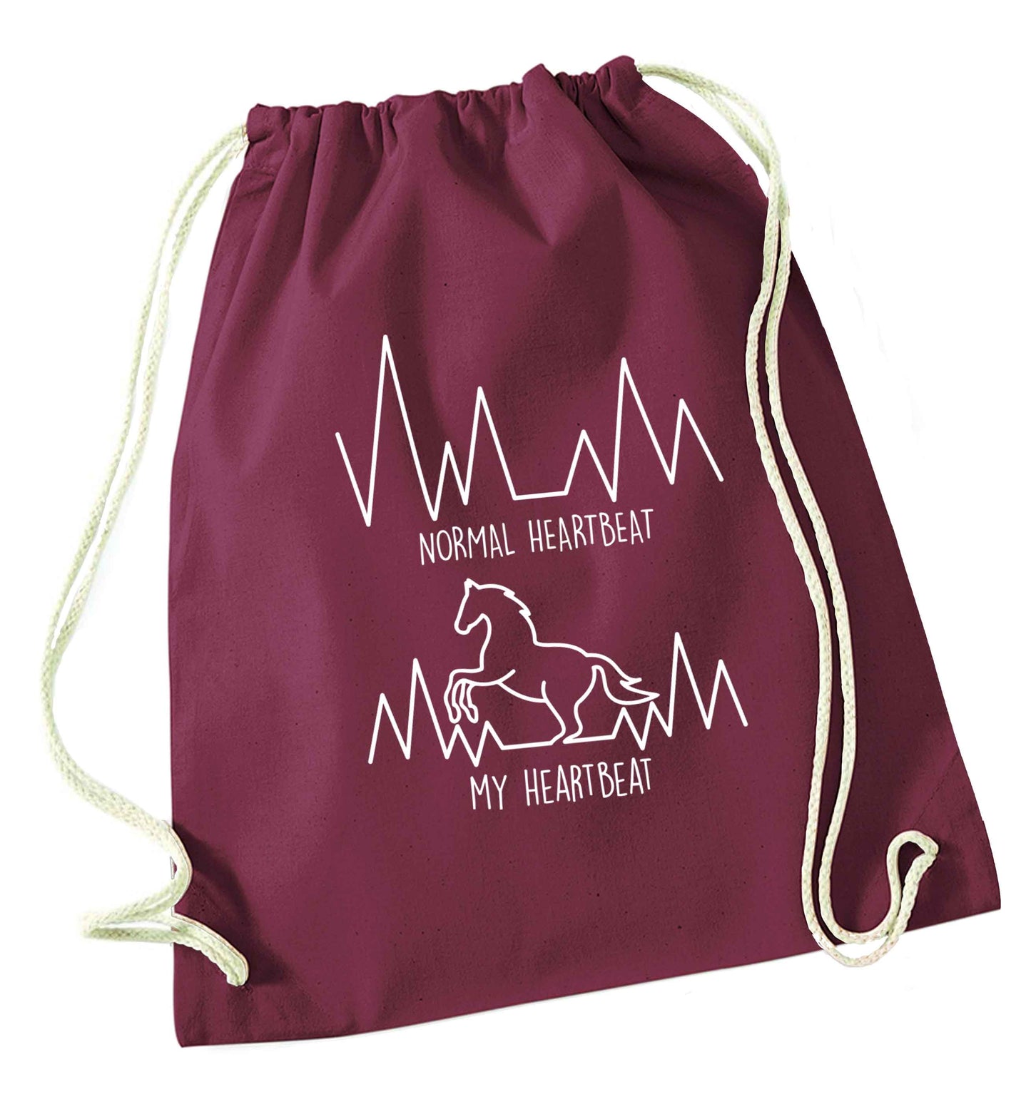 Horse - Normal heartbeat my heartbeat maroon drawstring bag