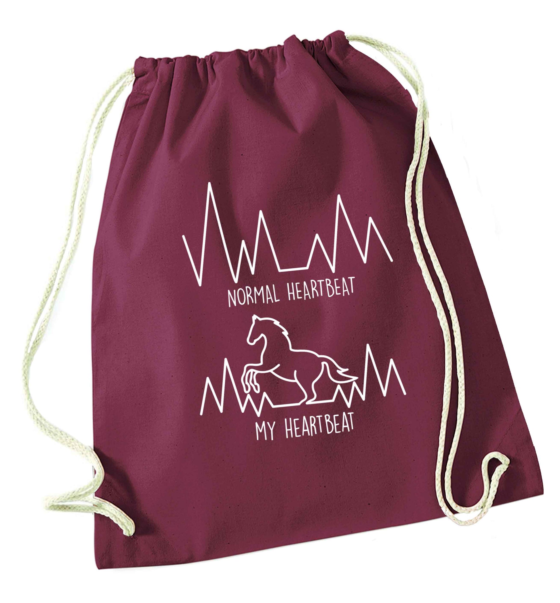 Horse - Normal heartbeat my heartbeat maroon drawstring bag