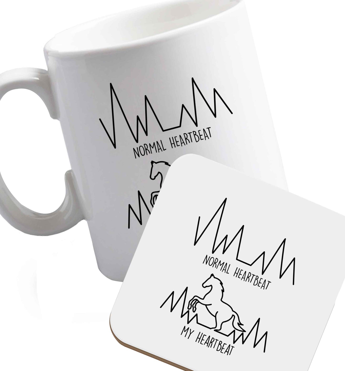 10 oz Favourite Type Pan Pancake ceramic mug and coaster set right handed