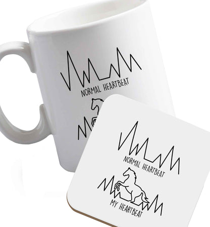 10 oz Favourite Type Pan Pancake ceramic mug and coaster set right handed