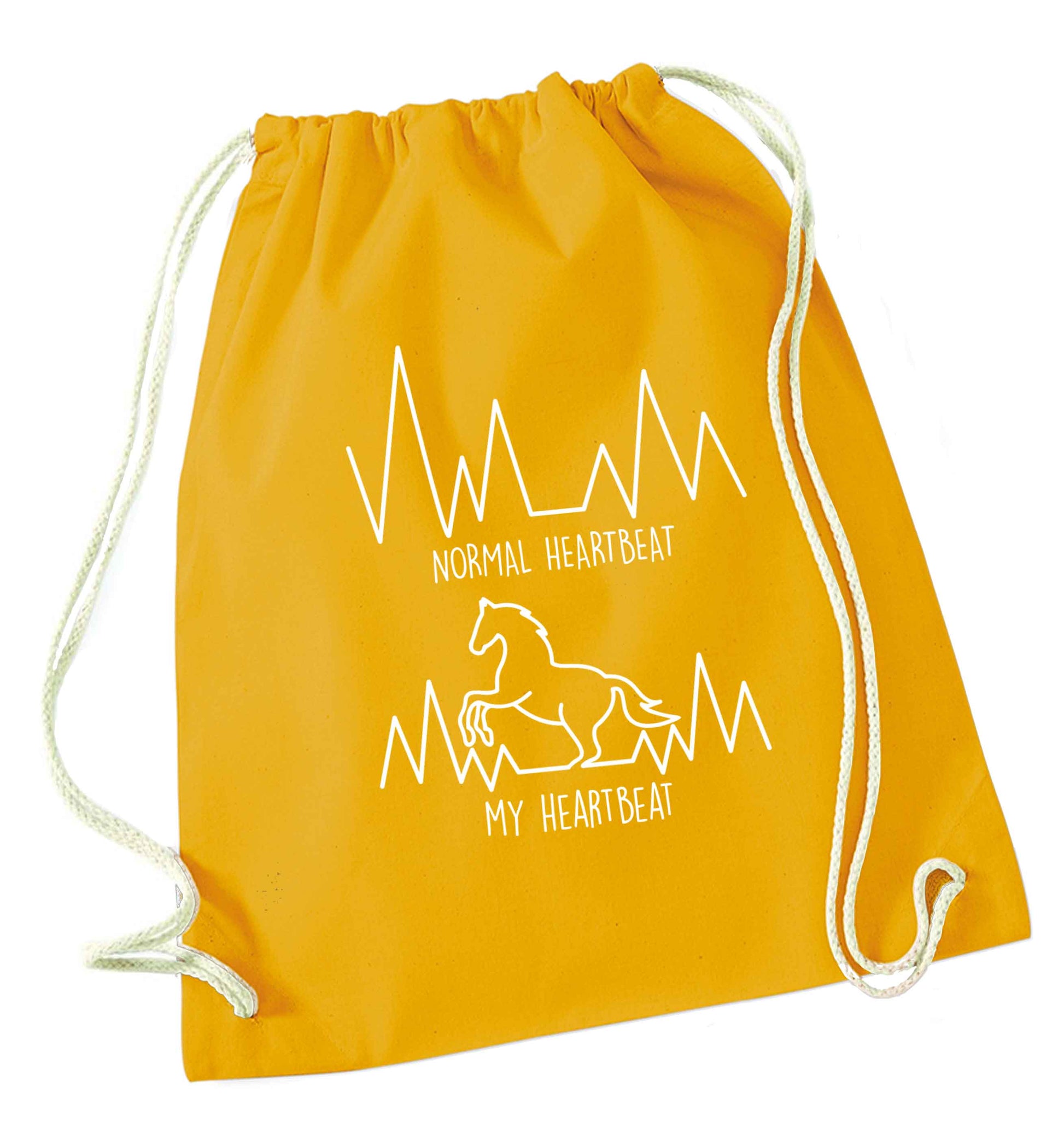 Horse - Normal heartbeat my heartbeat mustard drawstring bag