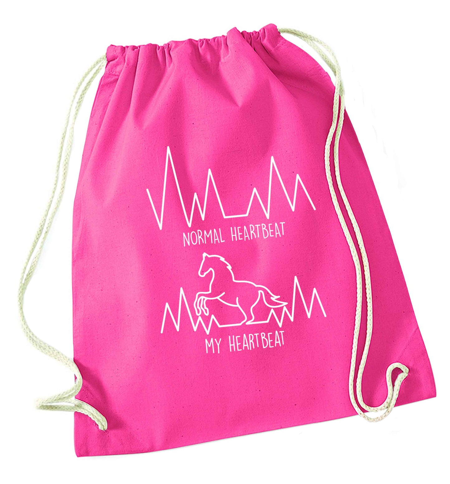 Horse - Normal heartbeat my heartbeat pink drawstring bag