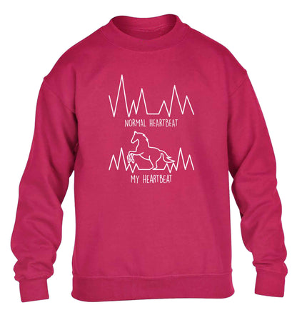 Horse - Normal heartbeat my heartbeat children's pink sweater 12-13 Years