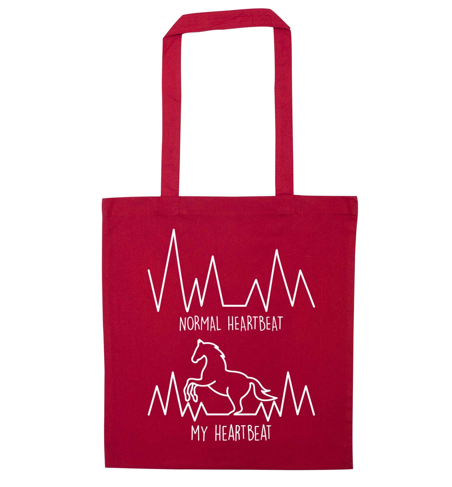 Horse - Normal heartbeat my heartbeat red tote bag