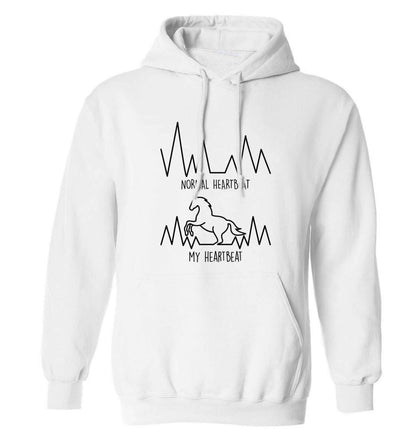 Horse - Normal heartbeat my heartbeat adults unisex white hoodie 2XL