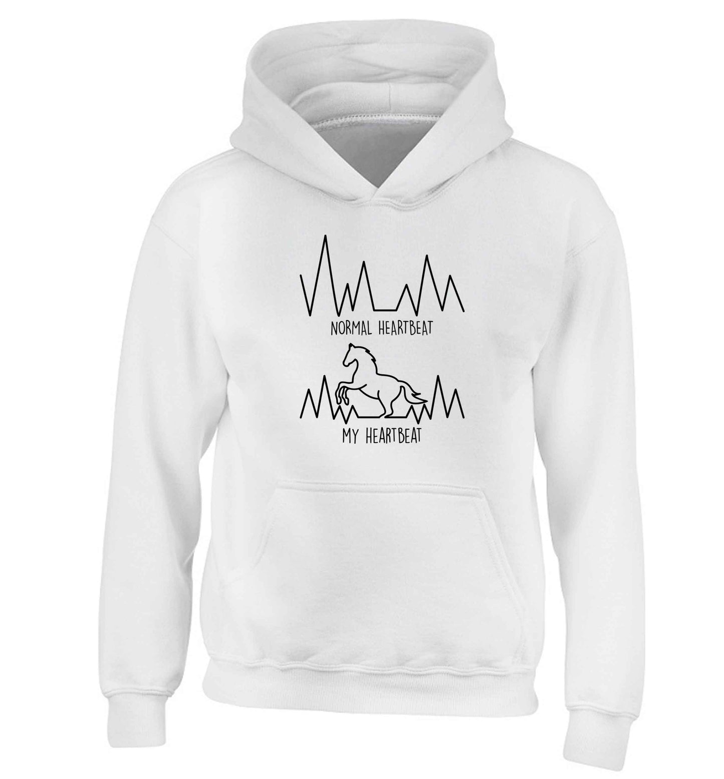 Horse - Normal heartbeat my heartbeat children's white hoodie 12-13 Years