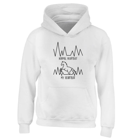 Horse - Normal heartbeat my heartbeat children's white hoodie 12-13 Years
