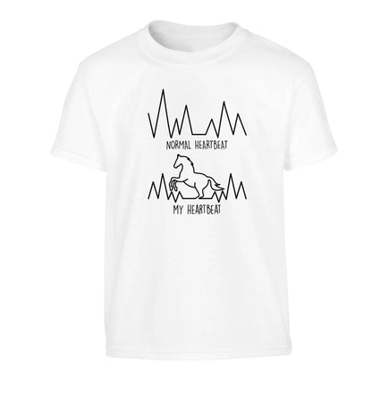 Horse - Normal heartbeat my heartbeat Children's white Tshirt 12-13 Years
