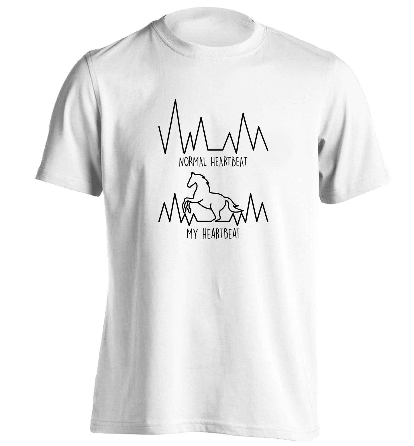 Horse - Normal heartbeat my heartbeat adults unisex white Tshirt 2XL