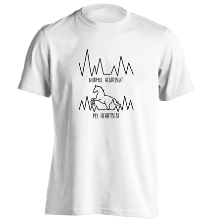 Horse - Normal heartbeat my heartbeat adults unisex white Tshirt 2XL