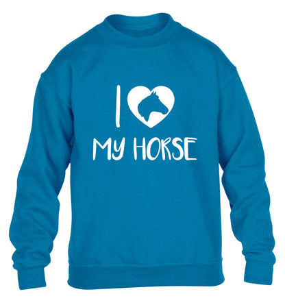 I love my horse children's blue sweater 12-13 Years