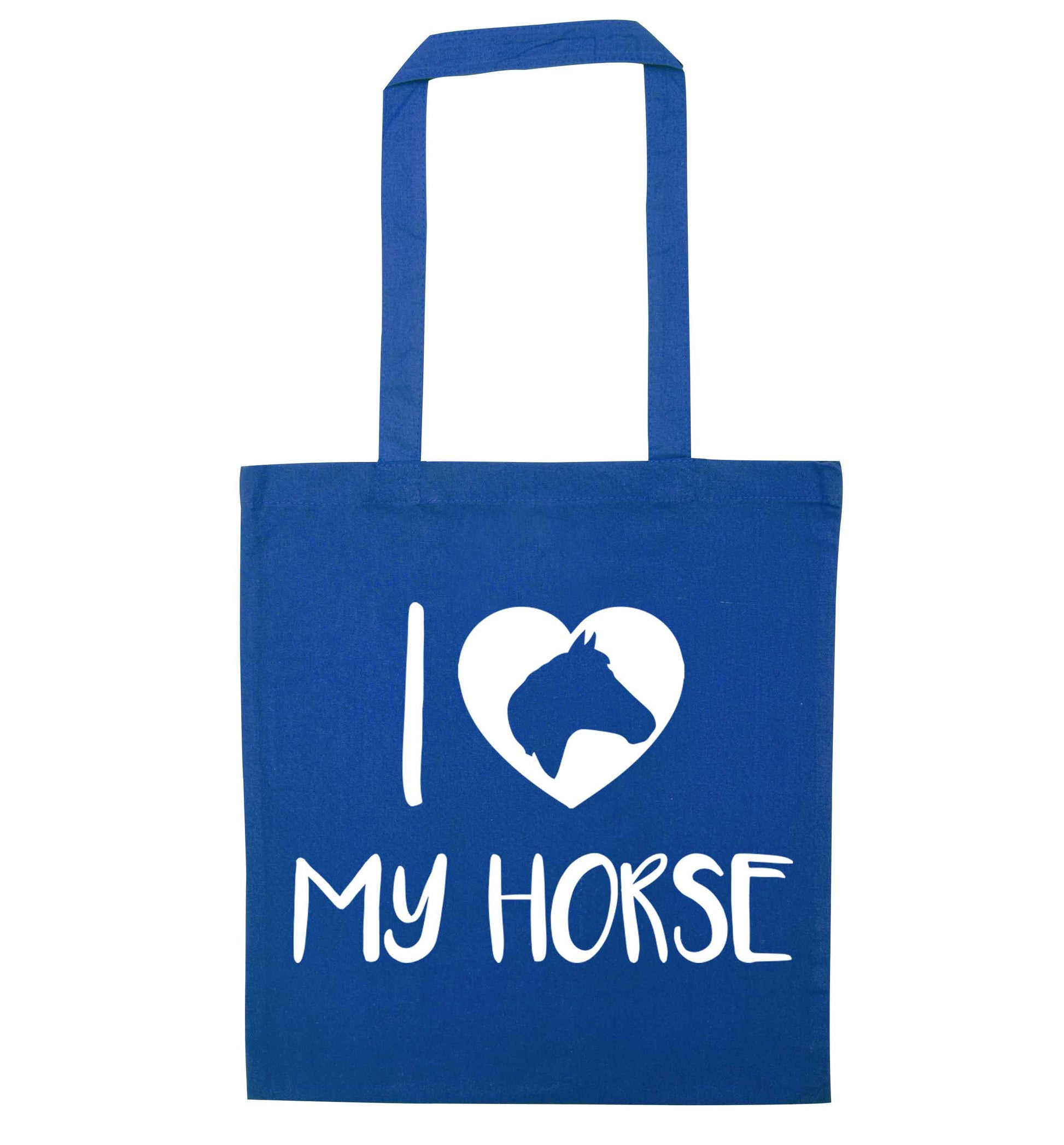 I love my horse blue tote bag