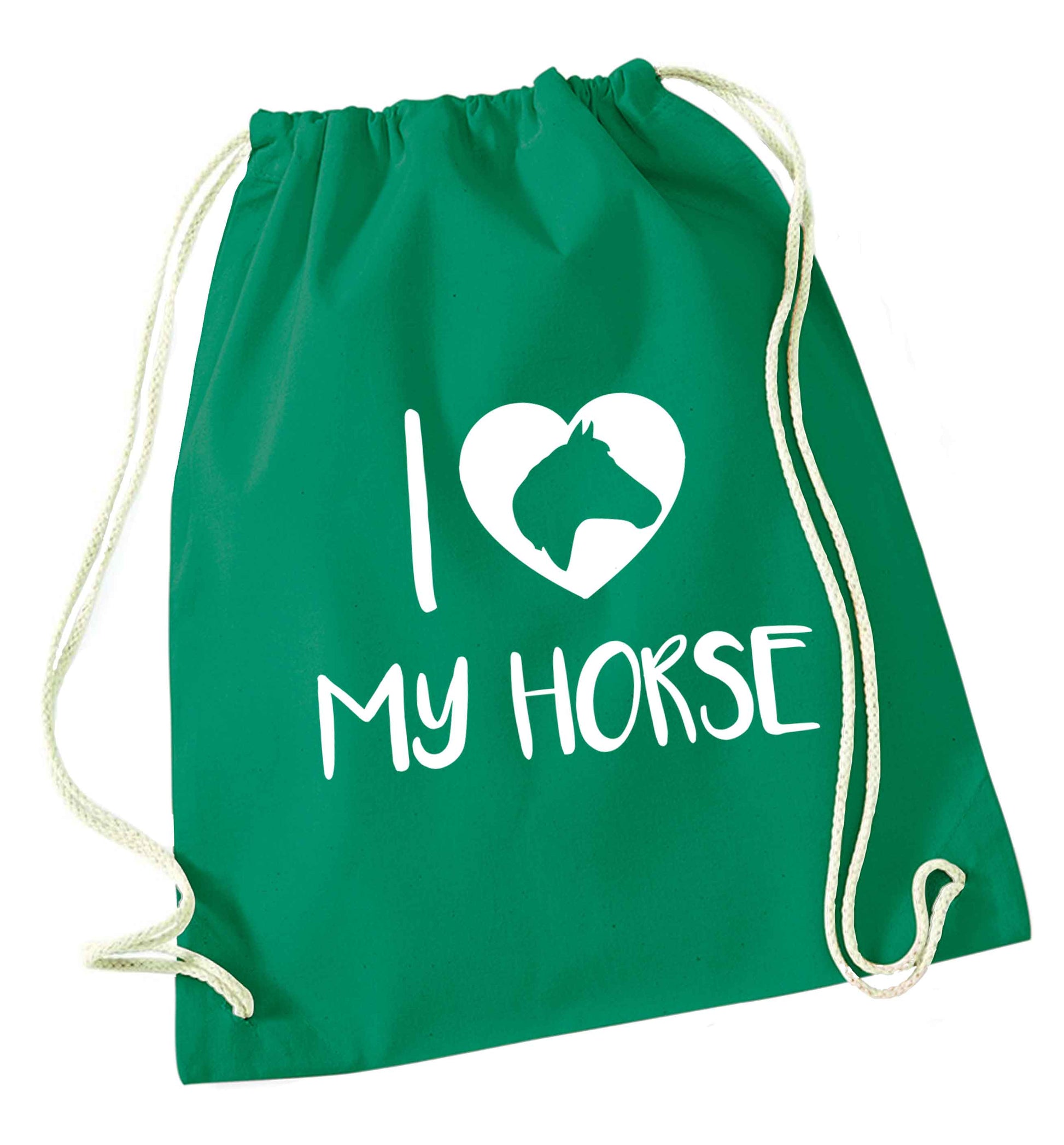 I love my horse green drawstring bag