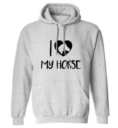 I love my horse adults unisex grey hoodie 2XL