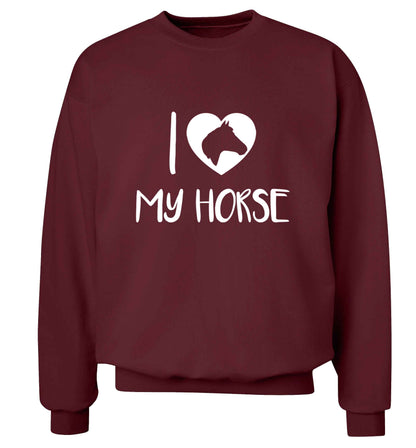 I love my horse adult's unisex maroon sweater 2XL