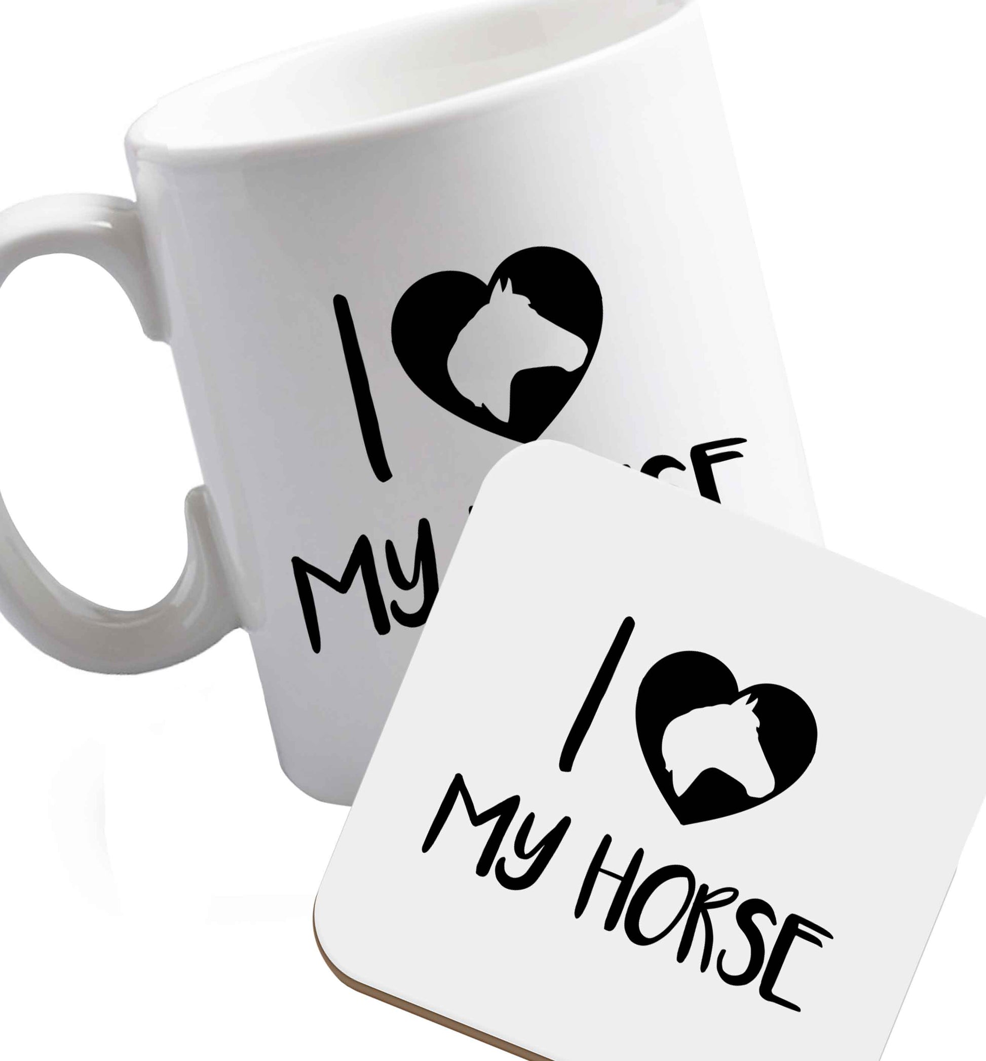 10 oz Favourite Type Pan Pancake ceramic mug and coaster set right handed