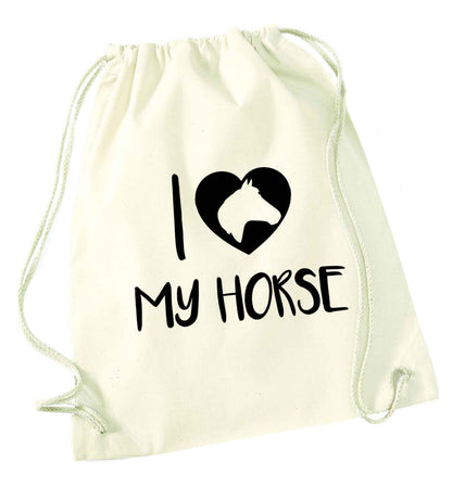 I love my horse natural drawstring bag