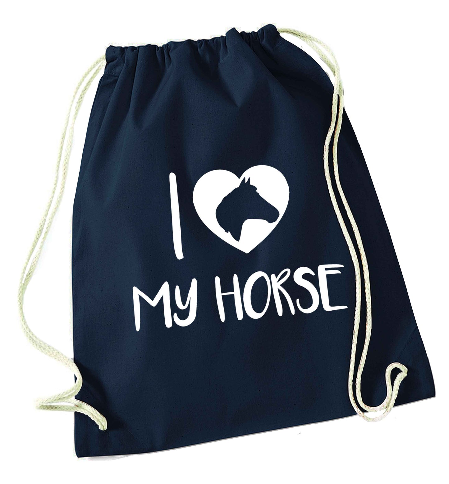 I love my horse navy drawstring bag