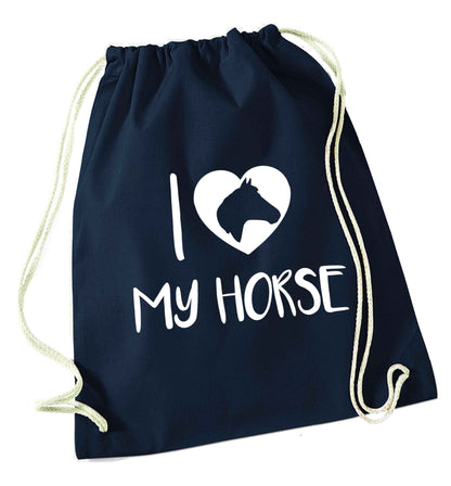 I love my horse navy drawstring bag