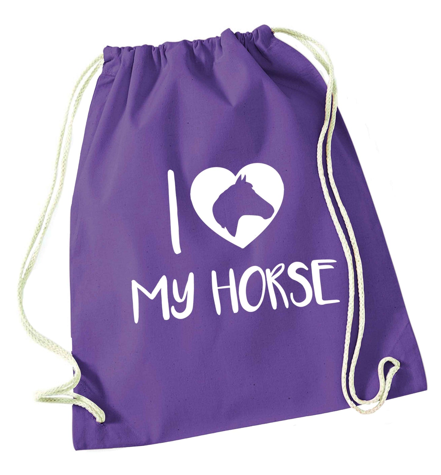 I love my horse purple drawstring bag