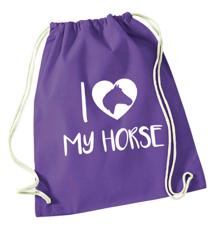 I love my horse purple drawstring bag