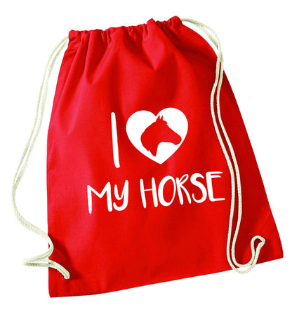 I love my horse red drawstring bag 