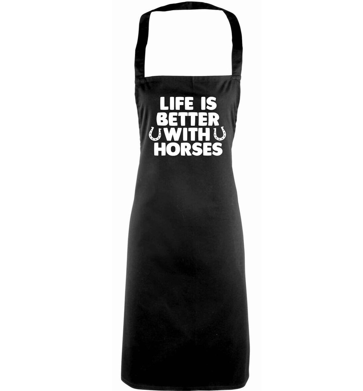 Life is better with horses adults black apron