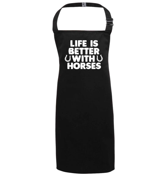 Life is better with horses black apron 7-10 years