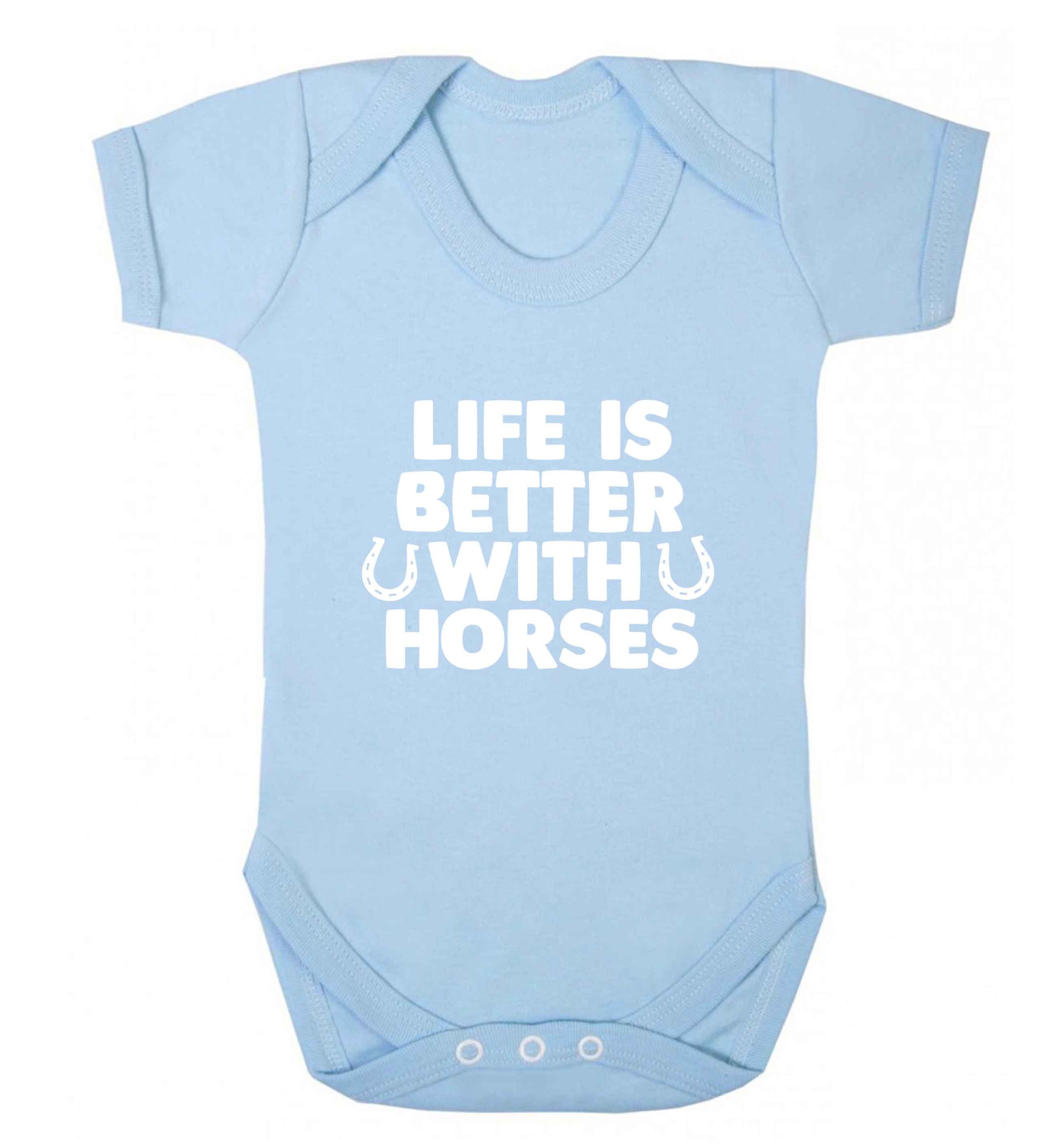 Life is better with horses baby vest pale blue 18-24 months