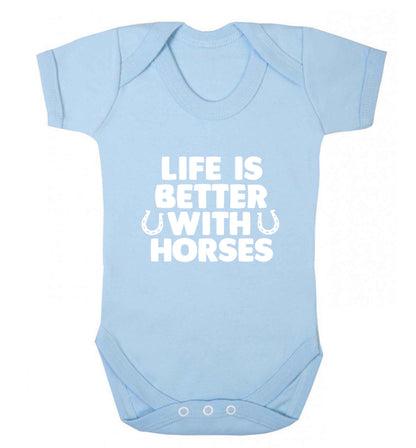 Life is better with horses baby vest pale blue 18-24 months