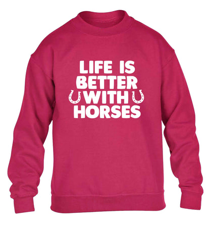 Life is better with horses children's pink sweater 12-13 Years