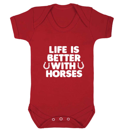 Life is better with horses baby vest red 18-24 months