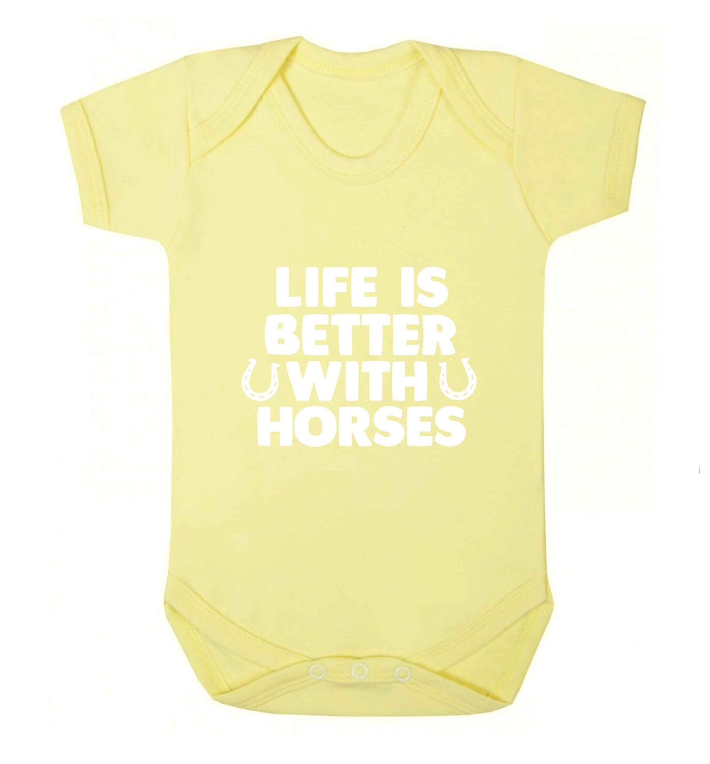 Life is better with horses baby vest pale yellow 18-24 months