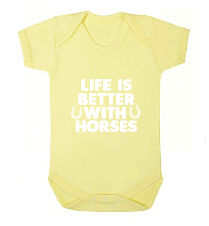 Life is better with horses baby vest pale yellow 18-24 months