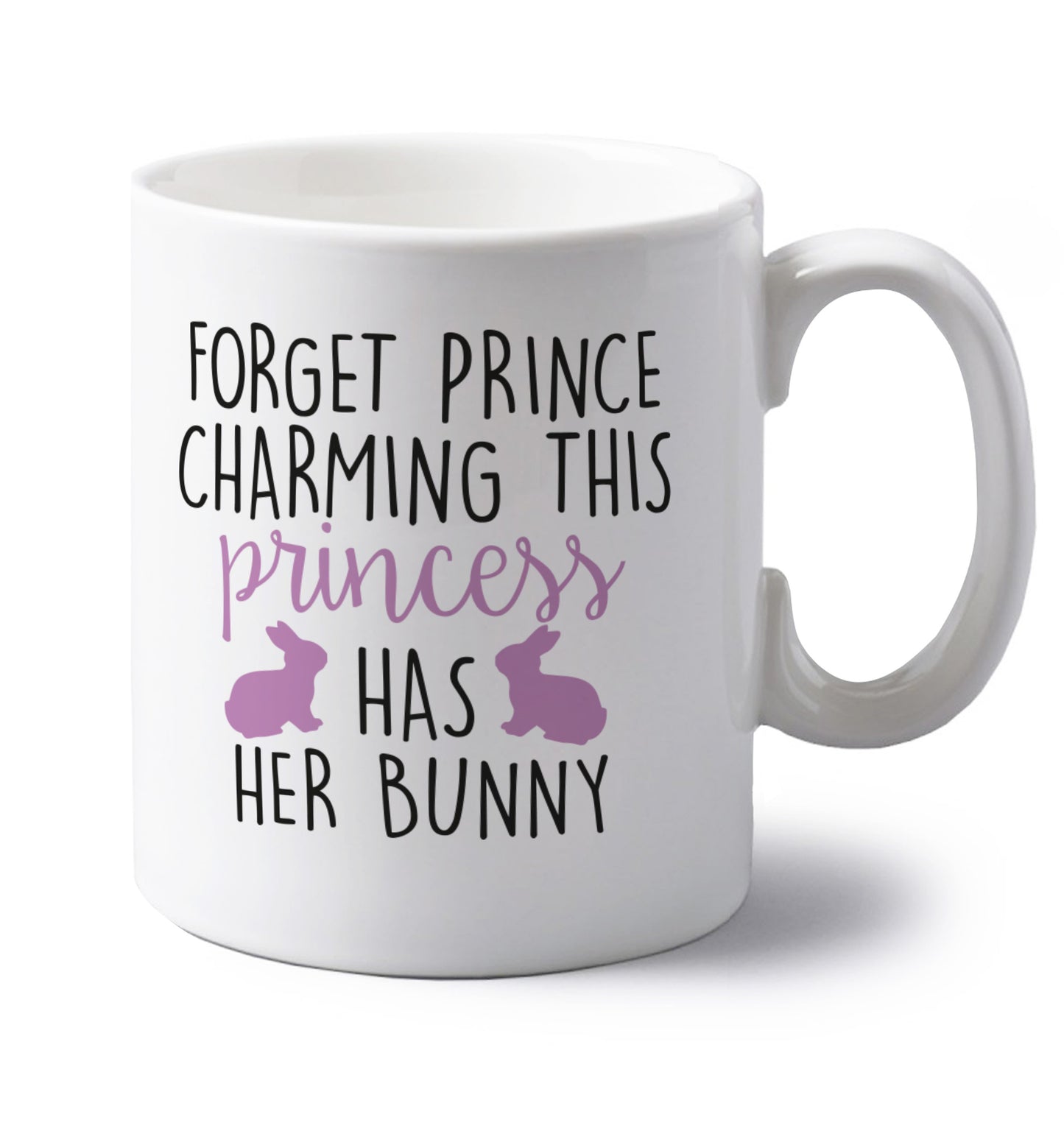 left handed white ceramic mug 