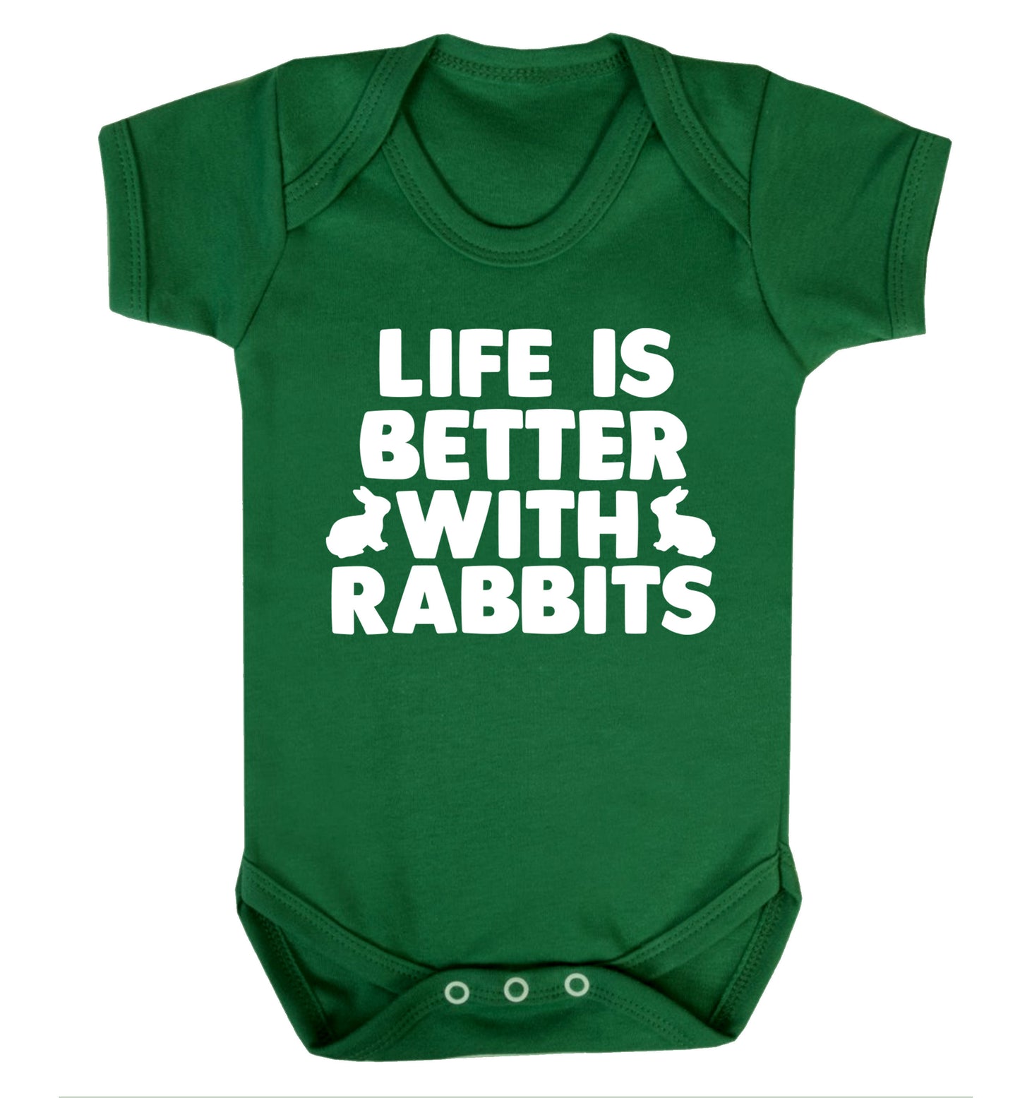 Life is better with rabbits Baby Vest green 18-24 months