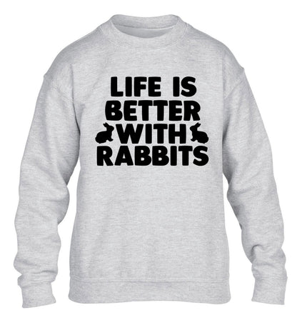 Life is better with rabbits children's grey  sweater 12-14 Years