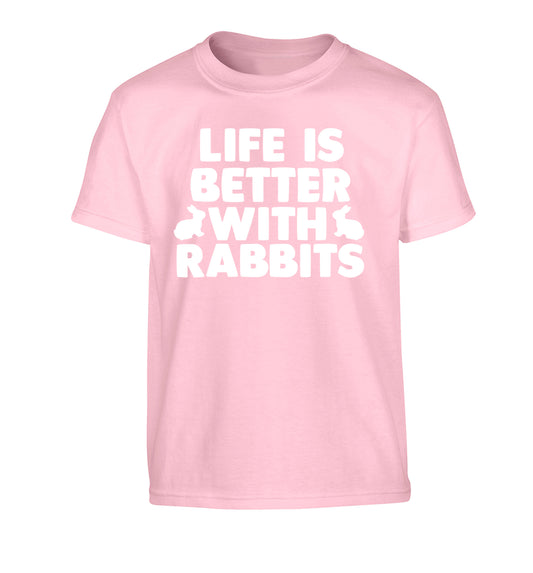 Life is better with rabbits Children's light pink Tshirt 12-14 Years