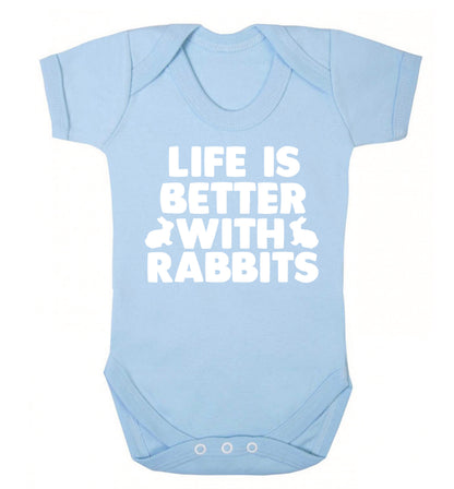 Life is better with rabbits Baby Vest pale blue 18-24 months