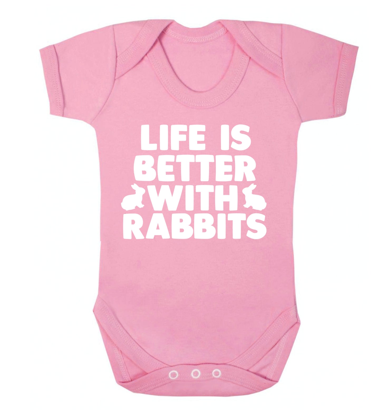 Life is better with rabbits Baby Vest pale pink 18-24 months